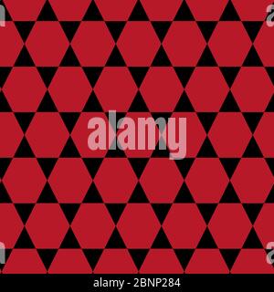 Modern geometric hexagonal seamless star background pattern vector. Red, black. Perfect for background, backdrop, banner, poster, fabric and wallpaper Stock Vector