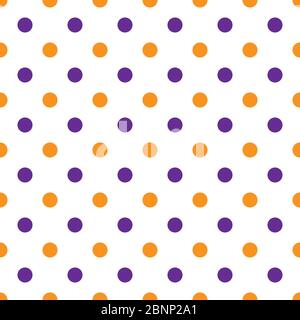 Yellow, Violet polka dots seamless pattern white background. Perfect for backgrounds, backdrop, wallpaper, children dress designs, fabric etc, Stock Vector