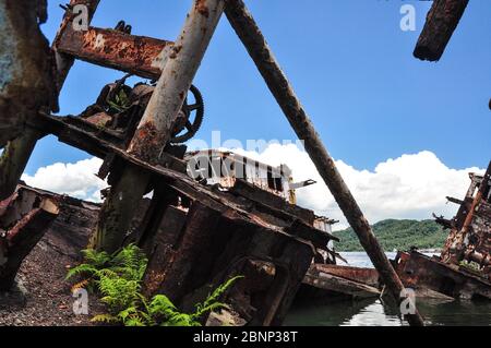 Abandoned boats in Rabaul Harbour, Papua New Guinea Stock Photo