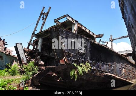 Abandoned boats in Rabaul Harbour, Papua New Guinea Stock Photo