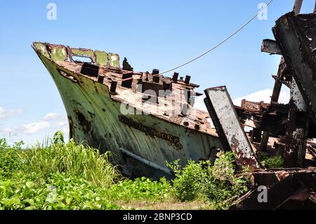 Abandoned boats in Rabaul Harbour, Papua New Guinea Stock Photo