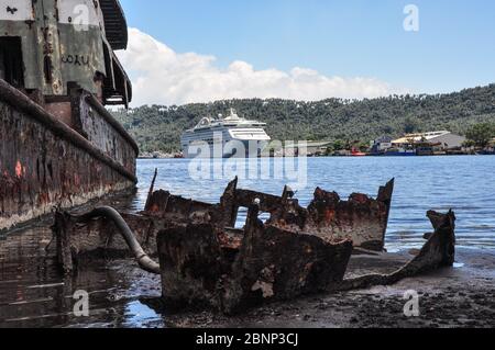 Abandoned boats in Rabaul Harbour, Papua New Guinea Stock Photo