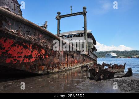 Abandoned boats in Rabaul Harbour, Papua New Guinea Stock Photo