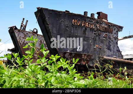 Abandoned boats in Rabaul Harbour, Papua New Guinea Stock Photo