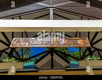 Entrance, Vallée de Mai National Park, UNESCO World Heritage Site, Praslin Island, Seychelles, Stock Photo