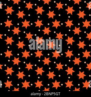 Star flower seamless pattern background with polka dots vector. Stock Vector