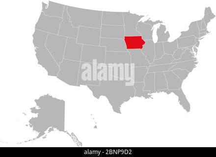 Map of the United States with Iowa highlighted Stock Vector Image & Art ...