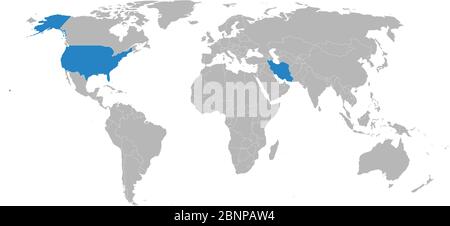 Afghanistan, USA map highlighted on world map. Light gray background. Perfect for backgrounds, business concepts, backdrop, banner, label, sticker, ch Stock Vector