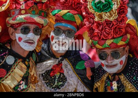 One of the oldest costumes of el Carnaval de Barranquilla is The Congo, they say it was originated from a native war dance of the Congo, Africa. This Stock Photo