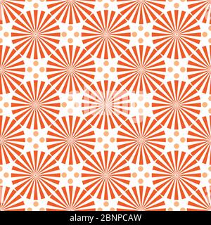 Abstract geometric circle lines seamless pattern. Red, white. Endless texture for wallpaper, tiles, pattern fills, backgrounds and surface textures. Stock Vector