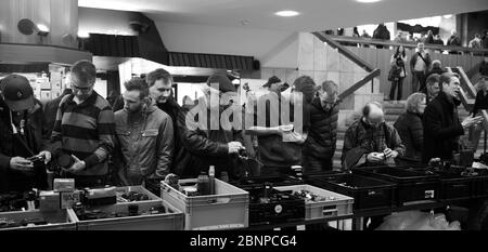 Collectors browse through a photo exchange, Photographica, Fellbach, Baden-Württemberg, Germany Stock Photo