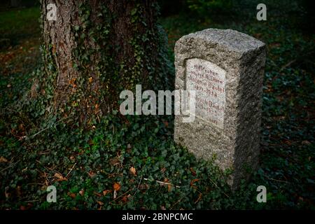 Gravestone for parents, old cemetery, Fellbach, Baden-Württemberg, Germany Stock Photo