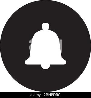 Bell icon round background vector graphics design. Black, white. Stock Vector