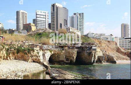 Beirut, Lebanon : Looking toward the city from the coastline. Stock Photo