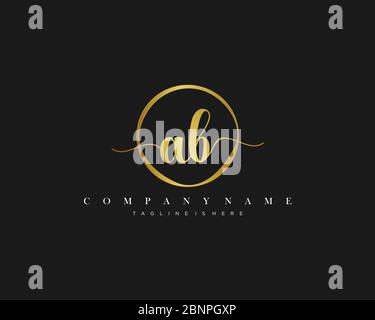 AB Signature style monogram.Calligraphic lettering icon vector Stock Vector