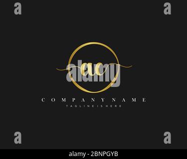 AC Signature style monogram.Calligraphic lettering icon vector Stock Vector