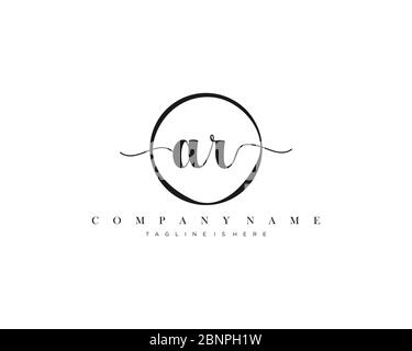 AR Signature style monogram.Calligraphic lettering icon vector Stock Vector