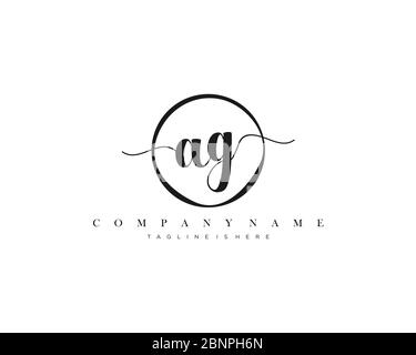 AG handwriting logo with circle template vector signature, wedding ...