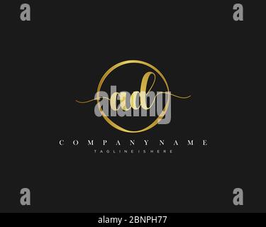 AD Signature style monogram.Calligraphic lettering icon vector Stock Vector