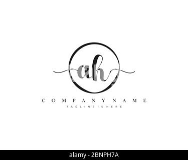 AH Signature style monogram.Calligraphic lettering icon vector Stock Vector