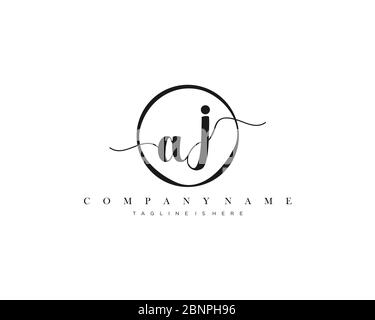 AJ Signature style monogram.Calligraphic lettering icon vector Stock Vector