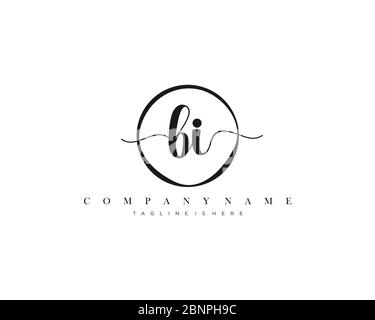 BI Signature style monogram.Calligraphic lettering icon vector Stock Vector