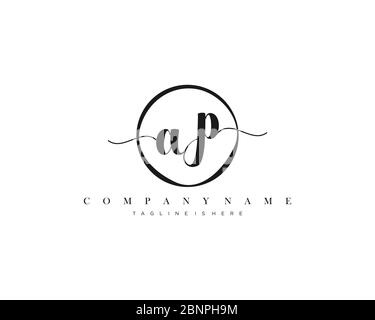 AP Signature style monogram.Calligraphic lettering icon vector Stock Vector