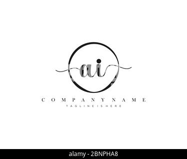 AI Signature style monogram.Calligraphic lettering icon vector Stock Vector
