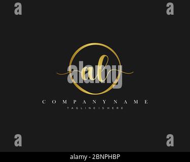 AL Signature style monogram.Calligraphic lettering icon vector Stock Vector