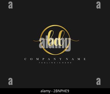 BD handwriting logo with circle template vector logo of initial ...