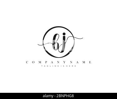 BJ Signature style monogram.Calligraphic lettering icon vector Stock Vector