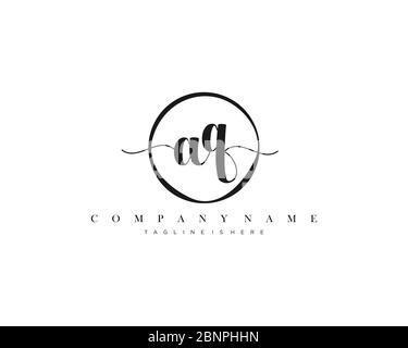 AQ Signature style monogram.Calligraphic lettering icon vector Stock Vector
