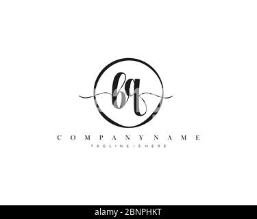 BQ Signature style monogram.Calligraphic lettering icon vector Stock Vector