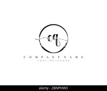 CQ Signature style monogram.Calligraphic lettering icon vector Stock Vector