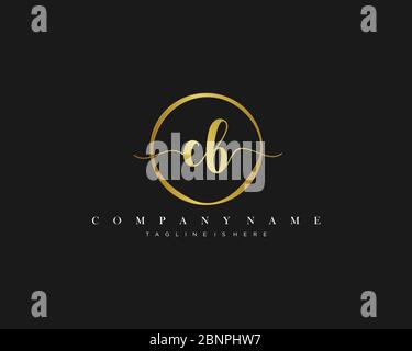CB Signature style monogram.Calligraphic lettering icon vector Stock Vector