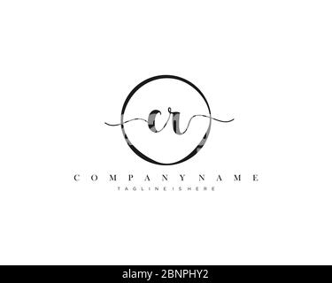 CR Signature style monogram.Calligraphic lettering icon vector Stock Vector