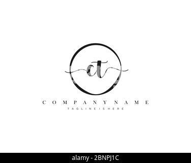 CT Signature style monogram.Calligraphic lettering icon vector Stock Vector
