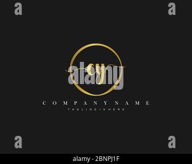 CY Signature style monogram.Calligraphic lettering icon vector Stock Vector