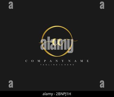 CC Signature style monogram.Calligraphic lettering icon vector Stock Vector