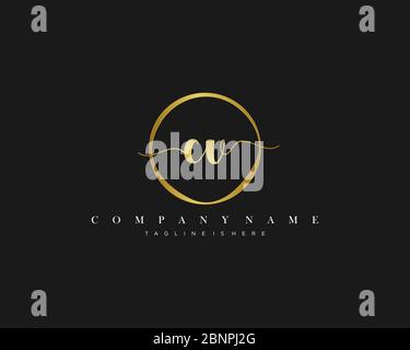 CV Signature style monogram.Calligraphic lettering icon vector Stock Vector