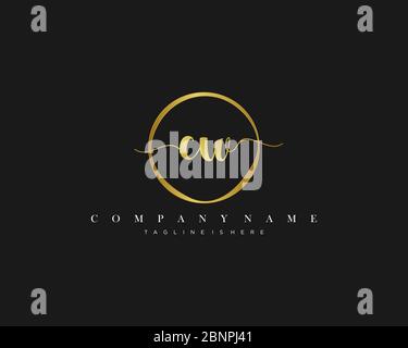 CW Signature style monogram.Calligraphic lettering icon vector Stock Vector