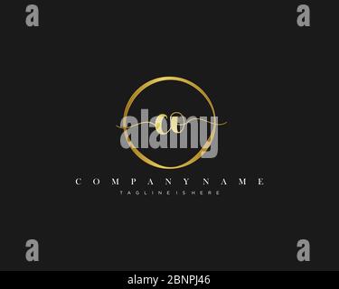 CO Signature style monogram.Calligraphic lettering icon vector Stock Vector