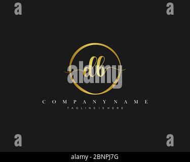 DB Signature style monogram.Calligraphic lettering icon vector Stock Vector