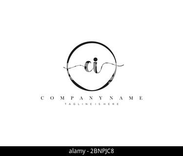 CI Signature style monogram.Calligraphic lettering icon vector Stock Vector