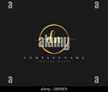 DN Signature style monogram.Calligraphic lettering icon vector Stock Vector