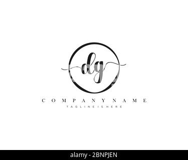 DG Signature style monogram.Calligraphic lettering icon vector Stock Vector