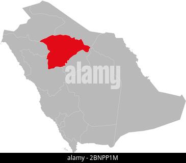 Hail province highlighted on saudi arabia map. Gray background. Business concepts. Gulf country. Stock Vector