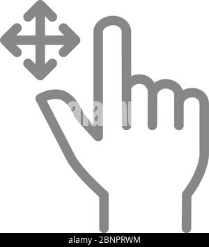 Drag flick with two fingers line icon. Multi touch screen gestures symbol Stock Vector
