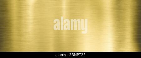 gold metal brushed wide textured plate or plaque Stock Photo