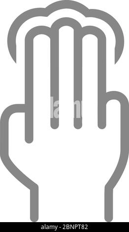 Click with three fingers line icon. Multi touch screen fingers, 3x tap symbol Stock Vector
